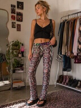 Snake Print Pink & Green Medium Leggings Sexy Tight Going Out Fashion Nova